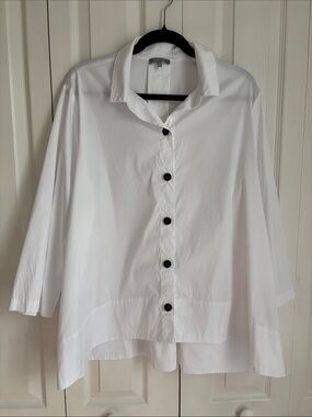 Habitat Button Up Collared Relax Top. White. Size XL. Cotton Blend.